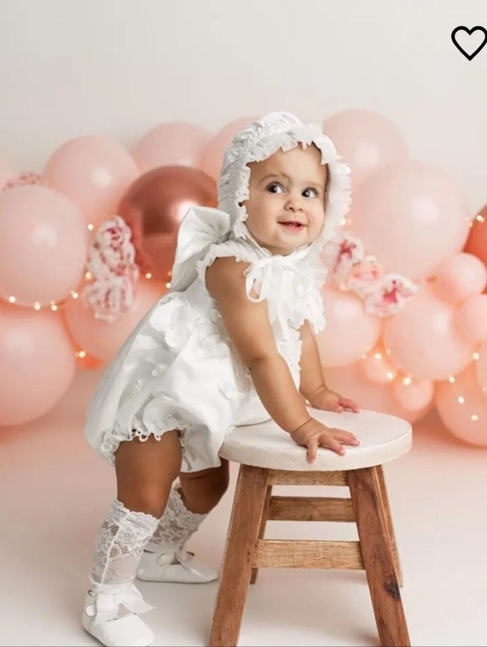 Petite Maison Kids Baby Butterfly White Satin Ceremony Romper & Bonnet 9m NWT
